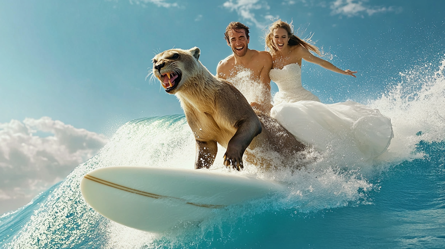 Sea Lion Surfs with Newlyweds in Epic Honeymoon Adventure
