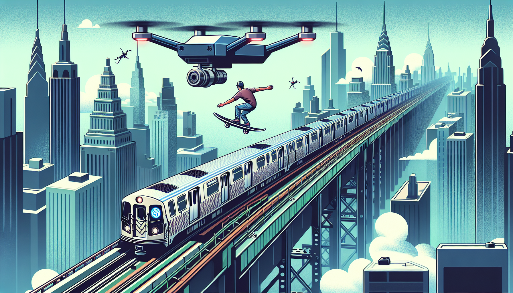 NYPD Drone Captures Subway Surfer in Action