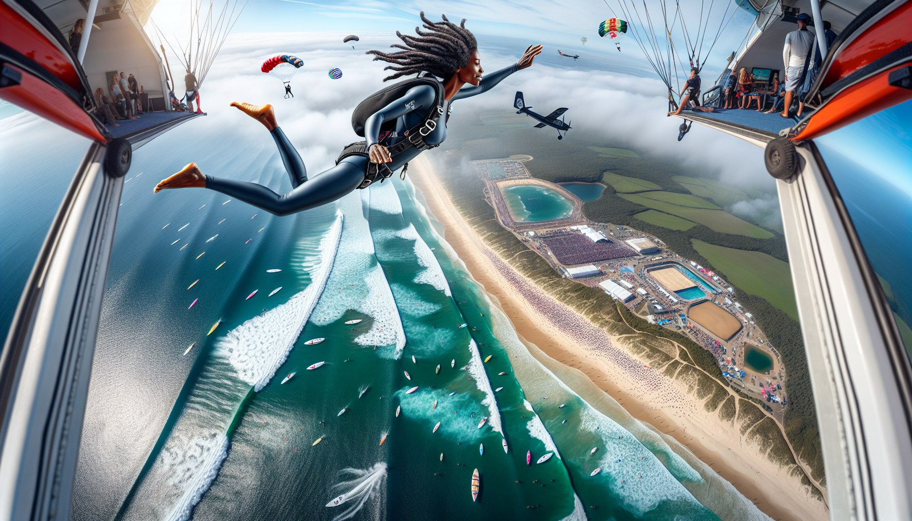 WSL Champion Surfer Skydives into J-Bay Open